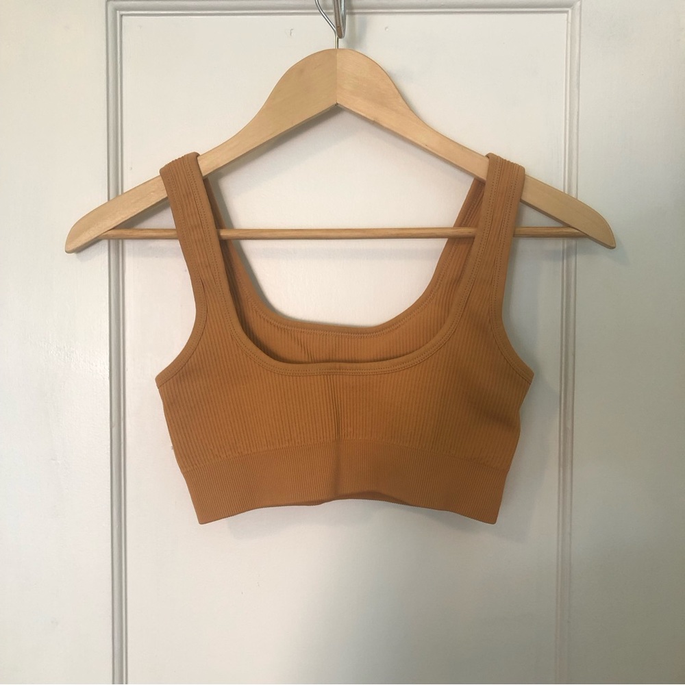 Orange Ribbed Sports Bra - Picture 3 of 6